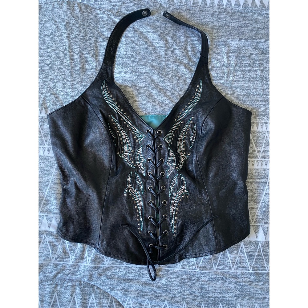 Harley Davidson Leather Corset Crop Top
